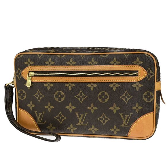 LOUIS VUITTON Marly Dragonne GM Clutch Hand Bag Monogram Brown - Picture 1 of 16